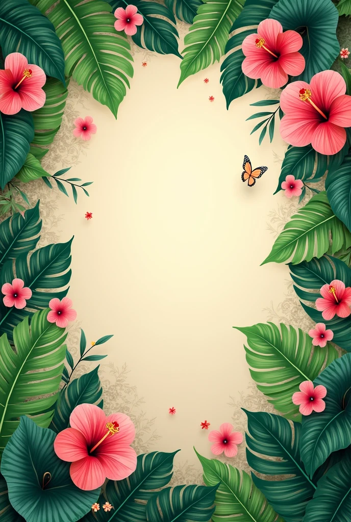 A wall painted with tropical plants