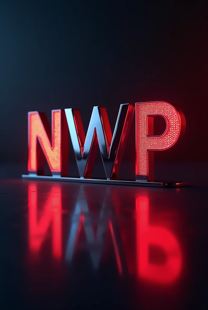 a shiny metallic 3D NWP logo, premium entertainment, netflix style, high quality, glossy, reflective, modern, minimal, sleek, cinematic lighting, dramatic shadows, vibrant colors, cinematic composition, high definition, photorealistic, 8k, masterpiece