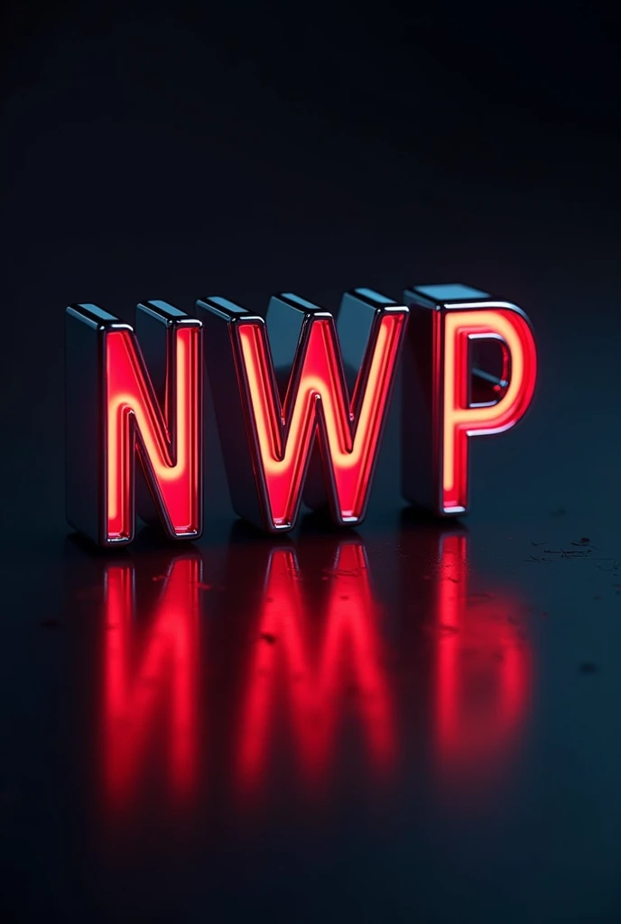 a shiny metallic 3D NWP logo, premium entertainment, netflix style, high quality, glossy, reflective, modern, minimal, sleek, cinematic lighting, dramatic shadows, vibrant colors, cinematic composition, high definition, photorealistic, 8k, masterpiece