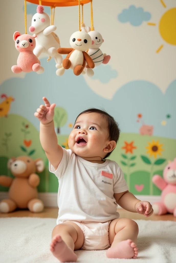 Asian baby with freckles 