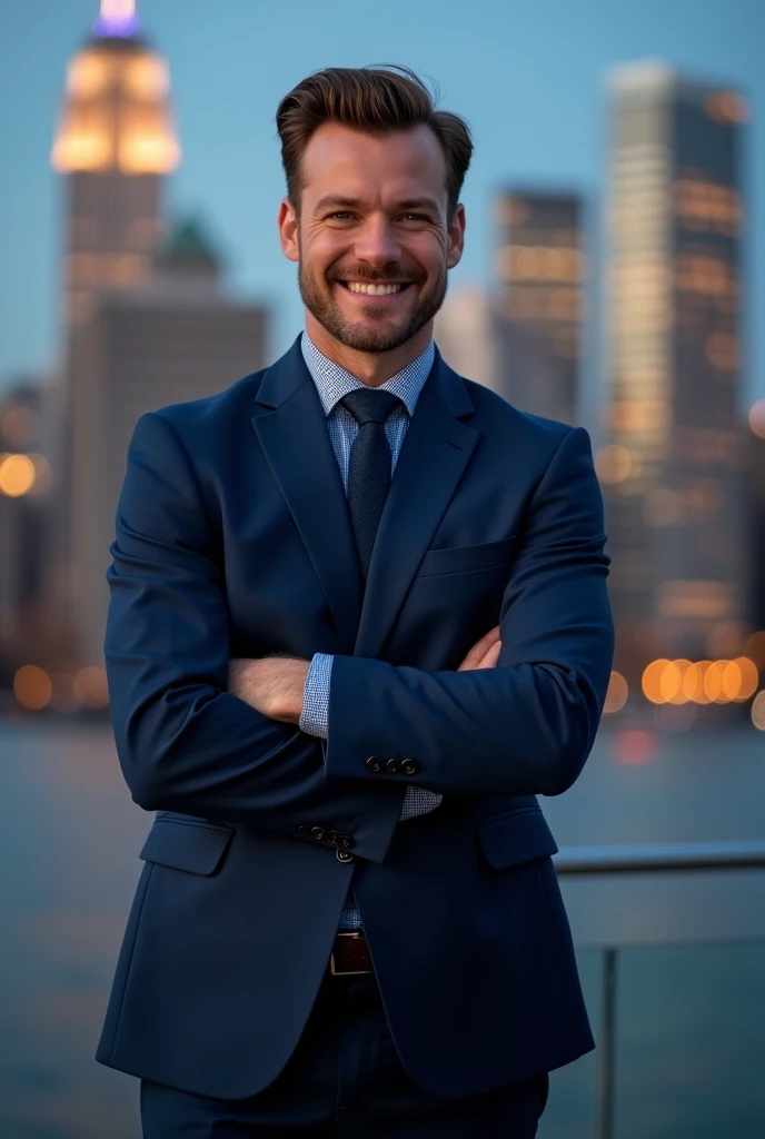 suit　front　mens　suit　Arms crossed　smile