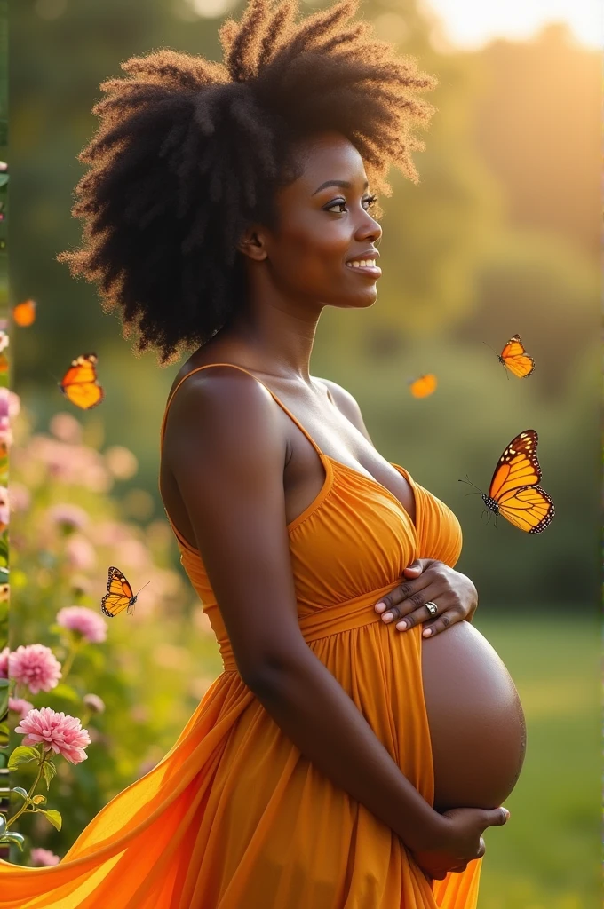 Pregnant black woman with huge breasts out