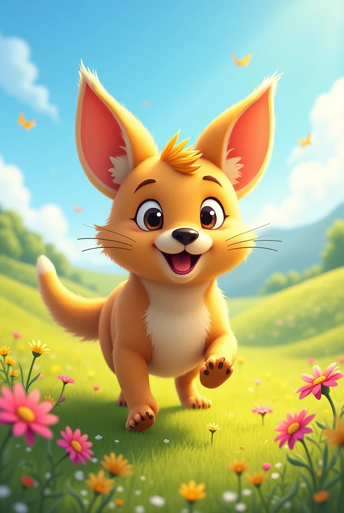Dog with cat ears and kangaroo body