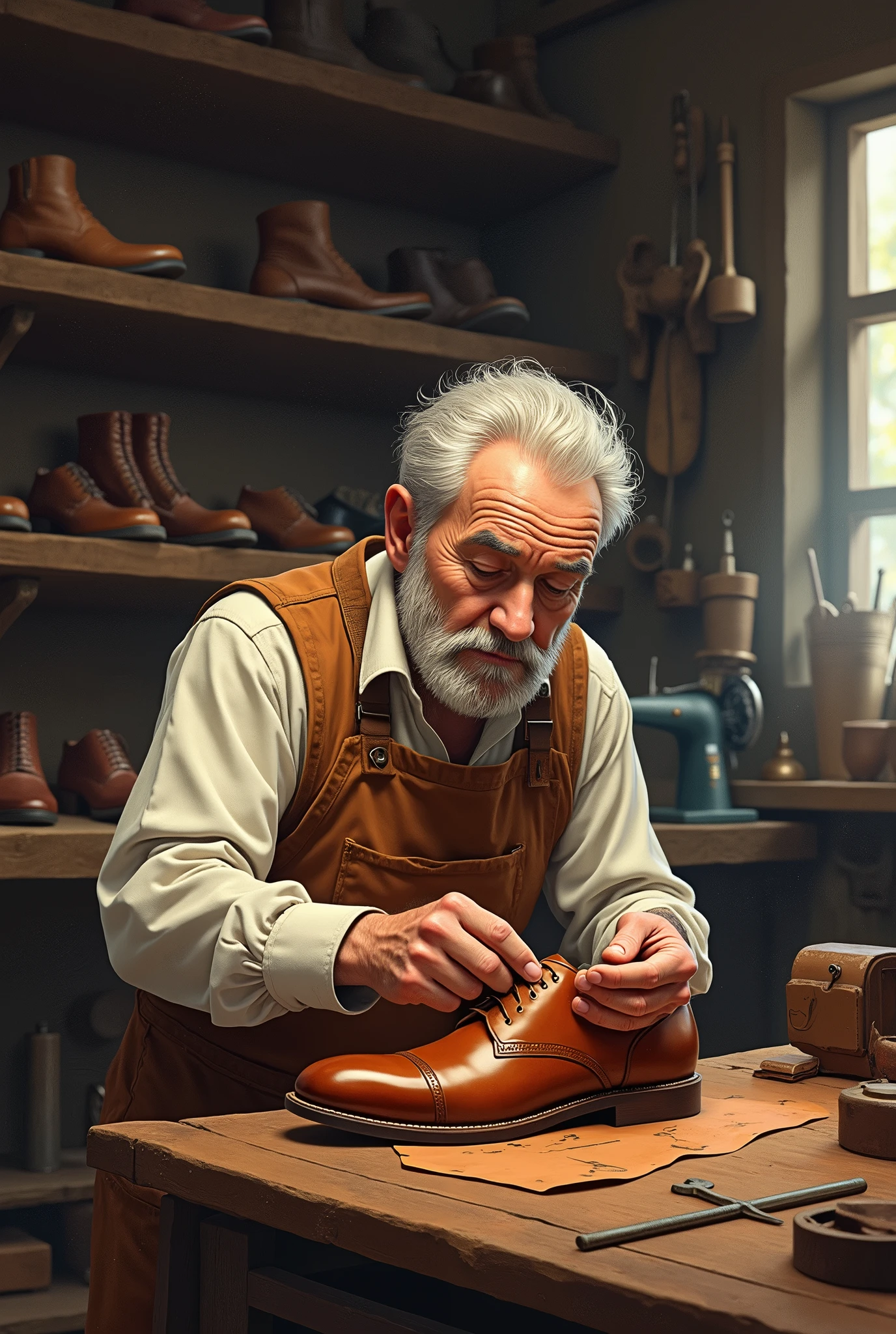 Create a drawing of a shoemaker to color