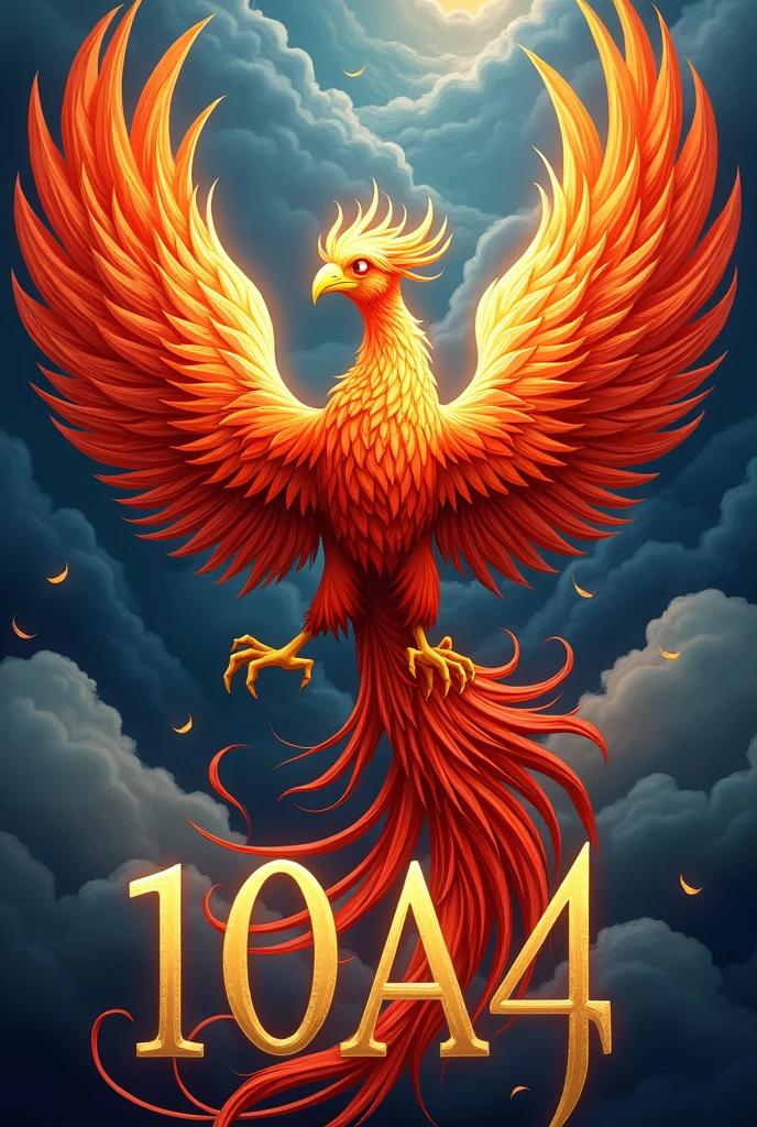 phoenix spreads its wings 
The color creates a feeling of majesty and strength
Cool, suitable for a class logo
has the letter 10A4
