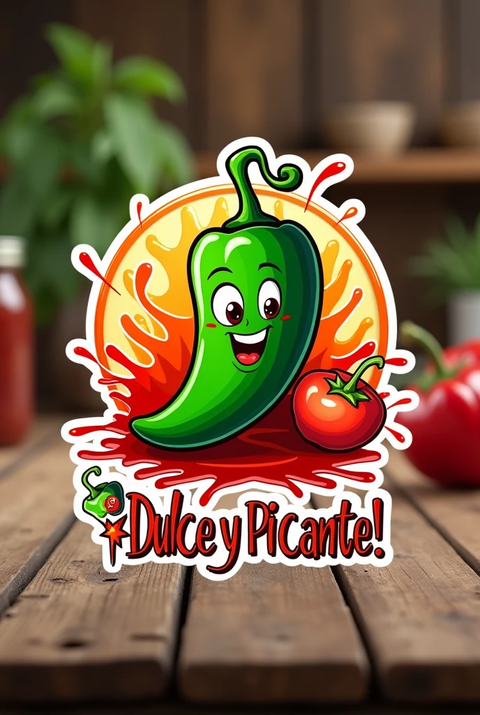 Create a creative logo for a spicy jelly business with a slogan in Spanish
