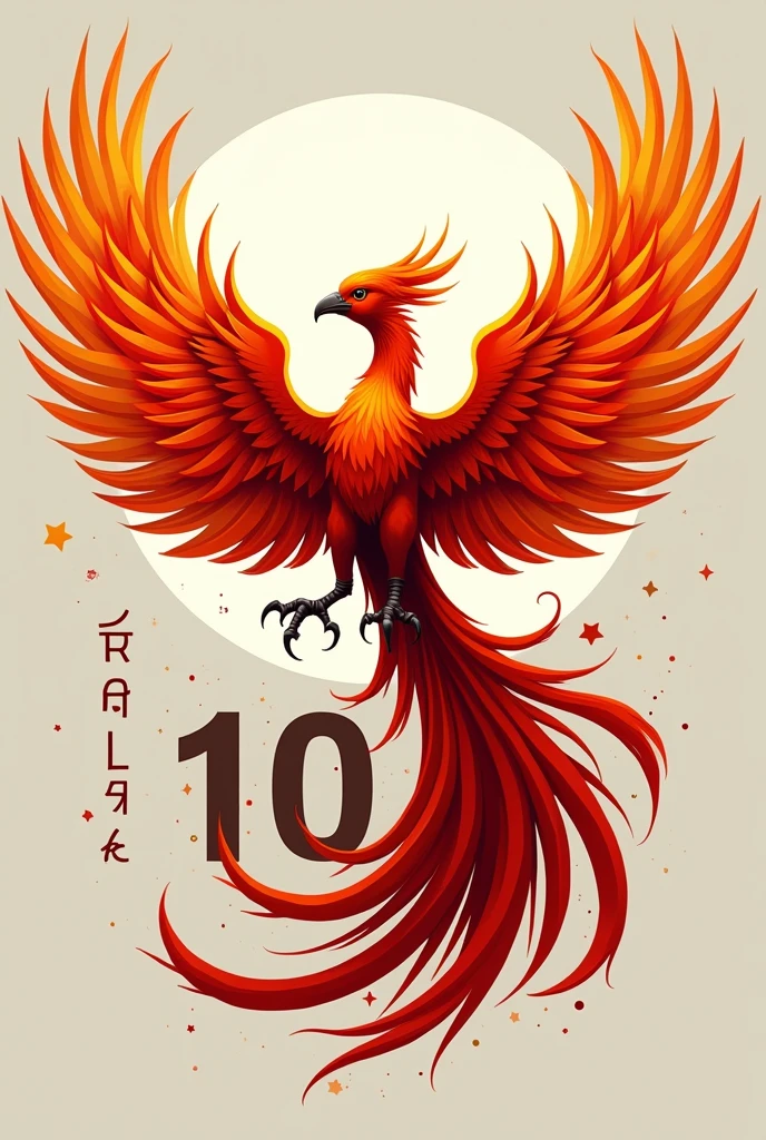 phoenix spreads its wings 
The color creates a feeling of majesty and strength
Cool, suitable for a class logo
has the letter 10A4
there is a solgan cell