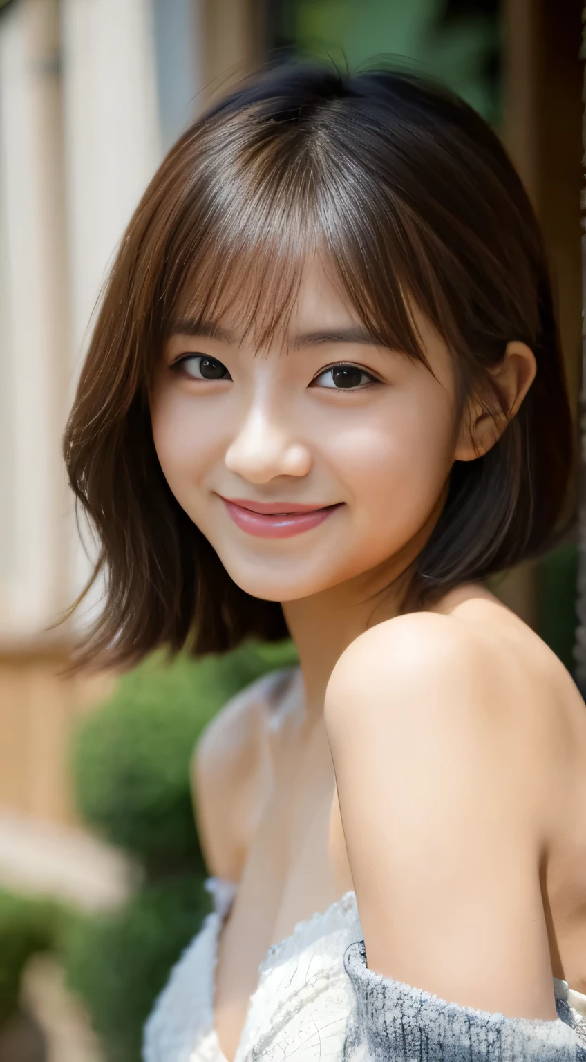 masterpiece,best quality,(Japanese girl),((Beautiful girl)),cleavage,(off shoulder:1.2),(perfect body beauty:1.2),(shy smile),