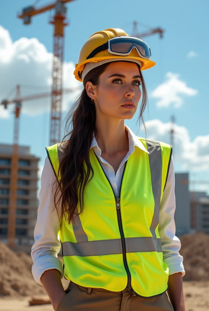 Beautiful female project foreman concept model photo.