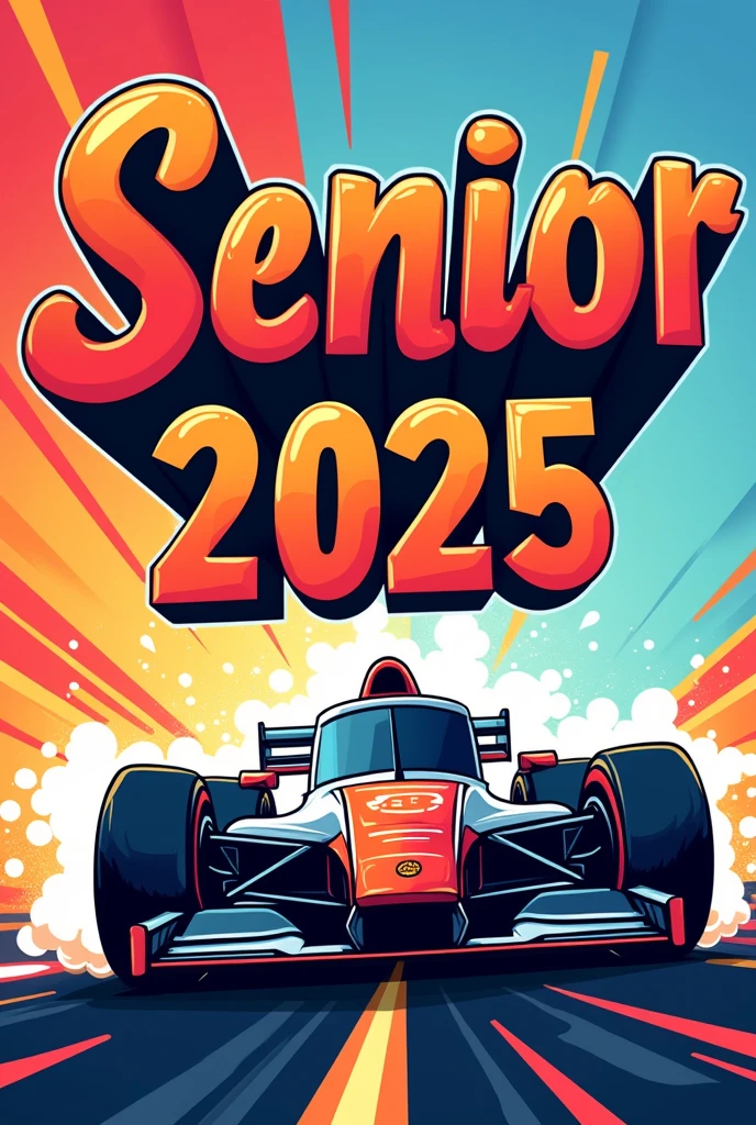 Make a cover page that said senior 2025 and that had a easy draw of a race car