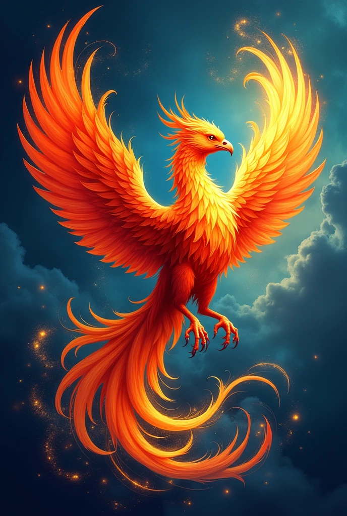 A phoenix spread its wings with majestic colors, a suitable image to make a logo There is a solgan sentence: thắng thì bạn thốn, thua thì tôi trốn