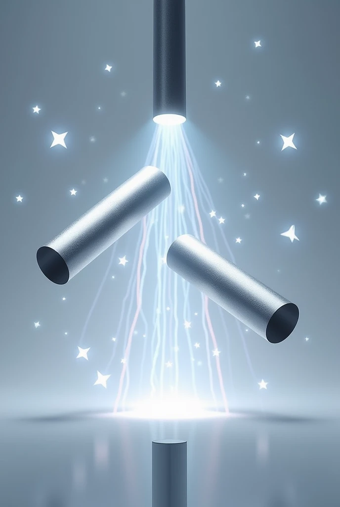 Charge diagrams of two aluminum tubes hanging perpendicularly and then brought close to a negatively charged polypropylene rod