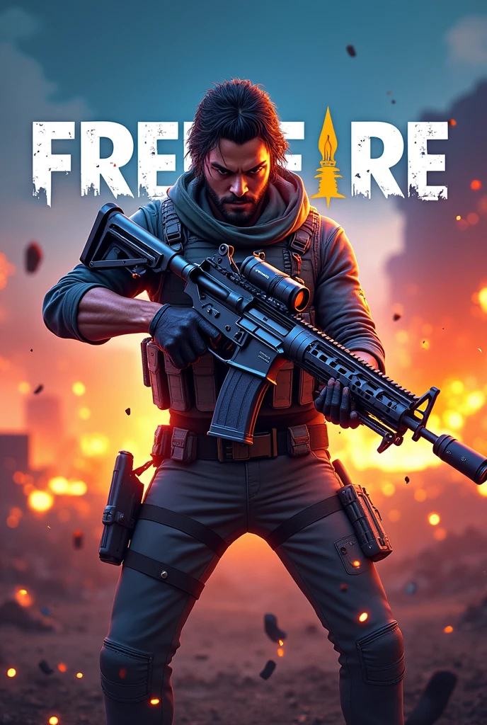 Create me a gaming thumbnail for free fire video 