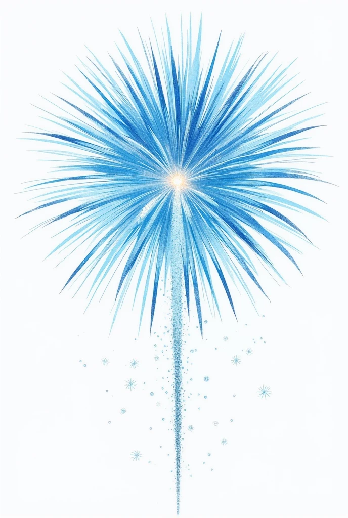 Beautiful blue fireworks1Please draw one。
Use a blue gradation technique for the fireworks color.。
Use only white backgrounds。