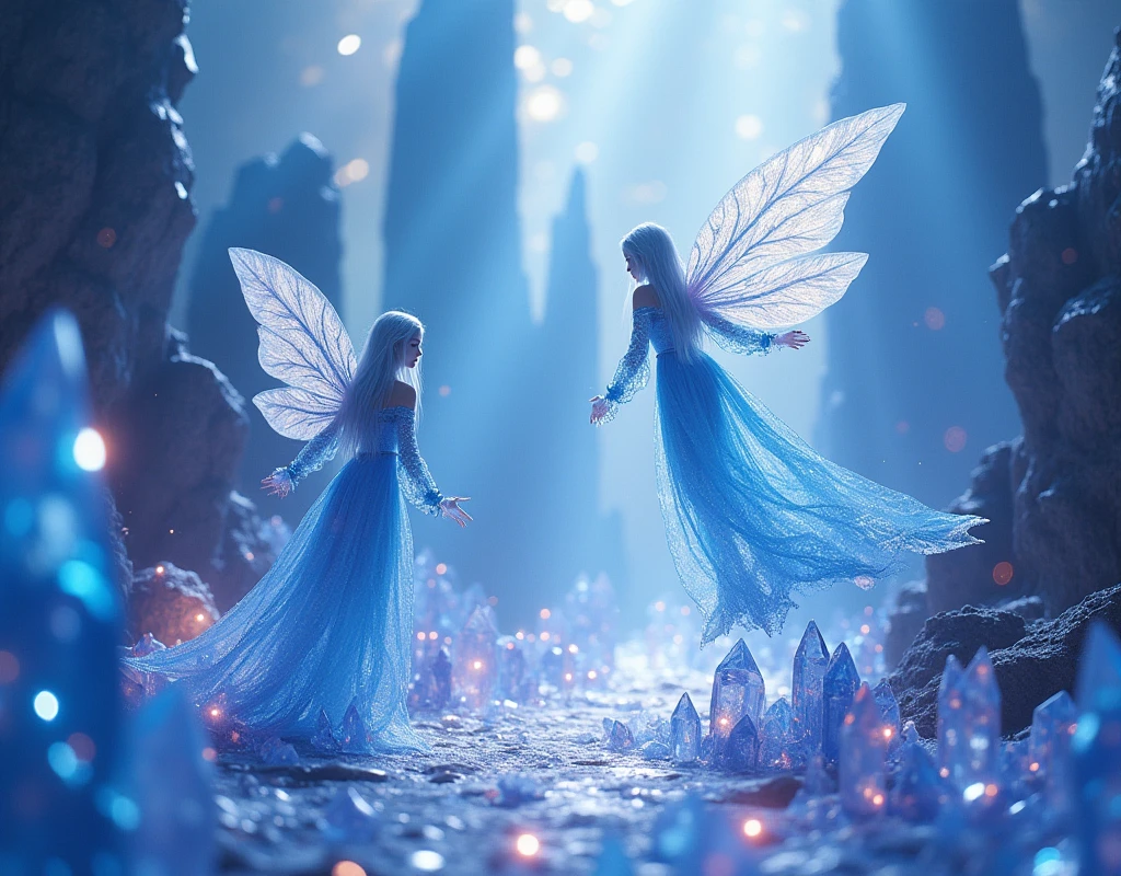 Crystalline Enchantment: Ethereal, Shimmering, Vibrant, Sapphire, Refractive