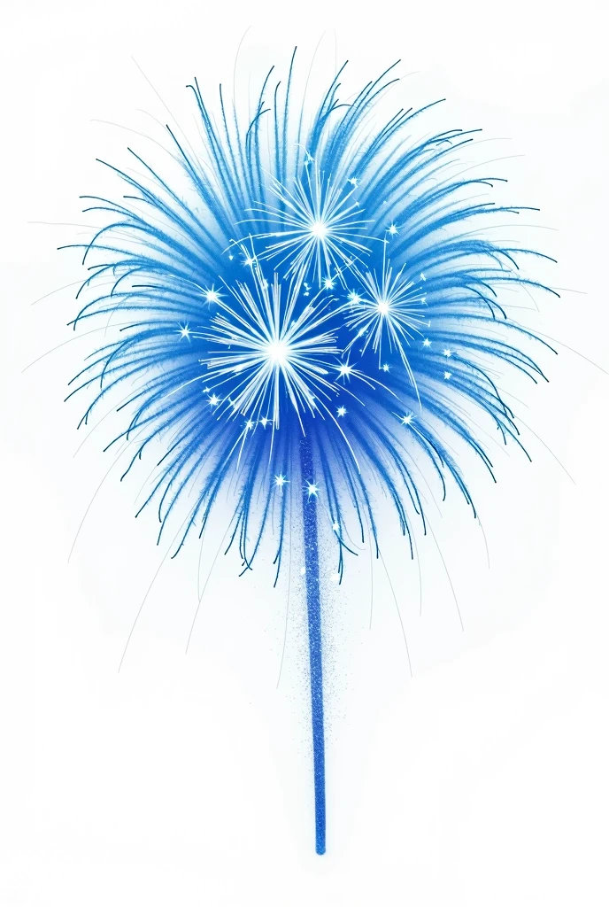 Beautiful blue fireworks1Please draw one。
Use a blue gradation technique for the fireworks color.。
Use only white backgrounds。