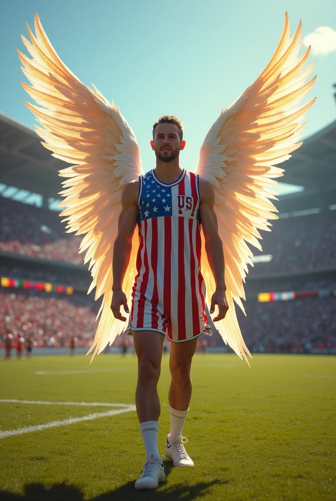 Archangel thin man in US sports uniform 