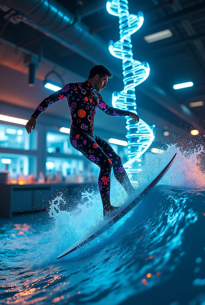 a scientis surfing a DNA molecule