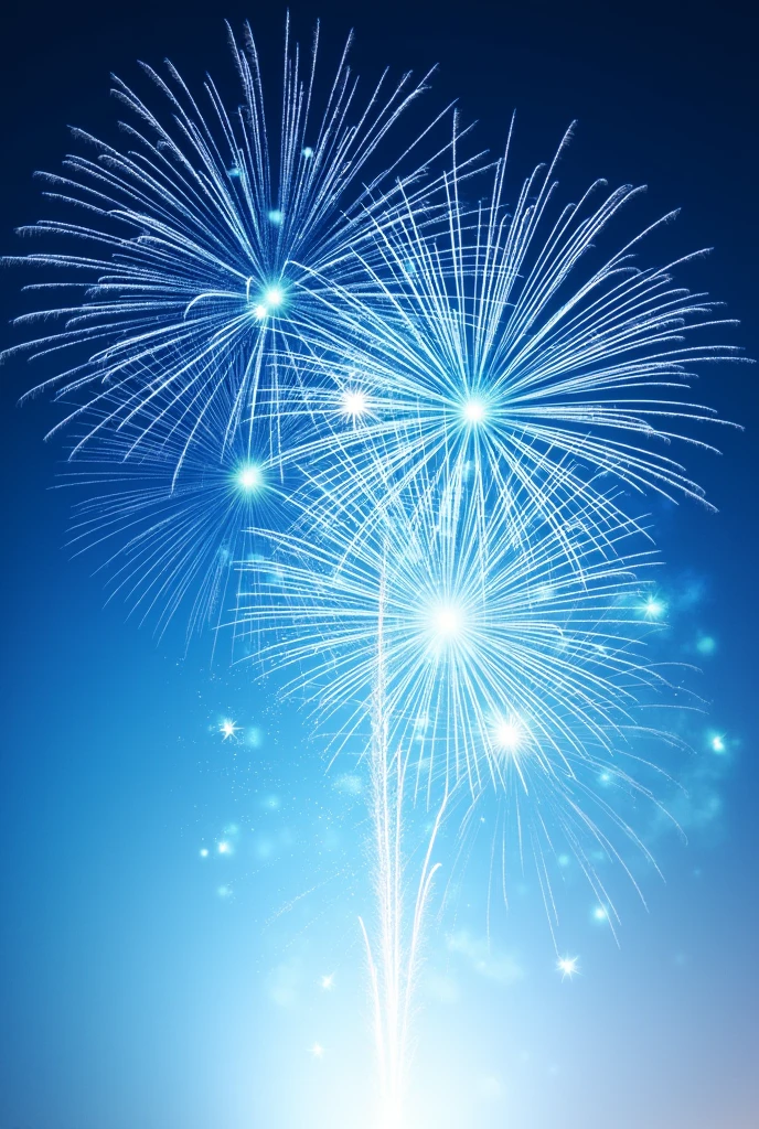 Blue fireworks after they have been launched1Please draw one。
Please use the blue gradient technique for the fireworks.。
Please make the background pure white。