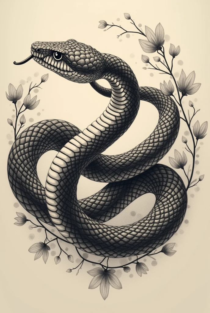 A microrealism style tattoo design consisting of a boa constrictor snake with its body coiled up and striking. The image needs to have a circular pattern. It&#39;s not quite like that.
