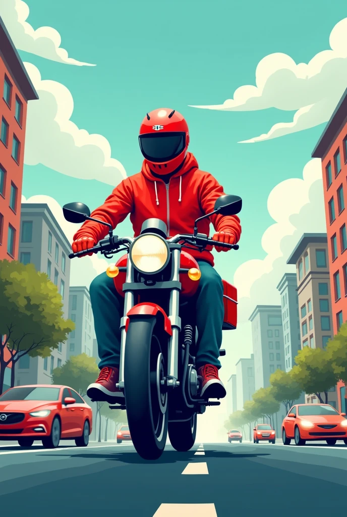 Simple illustrations　Motorcycle Insurance　delivery　Red clothes