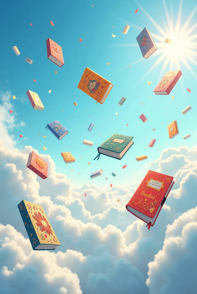 notebooks falling between clouds