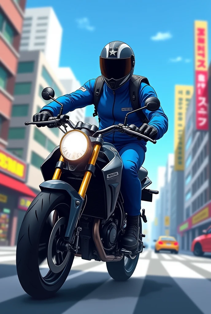 Delivered to home Anime Saying Express Motorcycle Man Black Enduro Motorcycle Helmet Blue Uniform 
