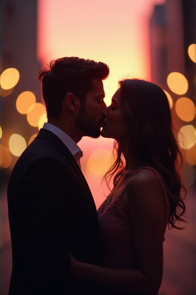Two people kissing blurry