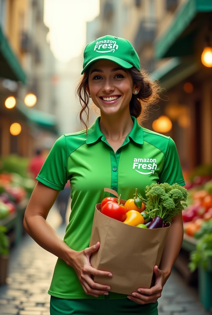 I need an Amazon Fresh ad with the following phrase AMAZON FRESH, ALWAYS FRESH, ALWAYS WITH YOU, add logo in Latin Spanish please and make the logo attractive