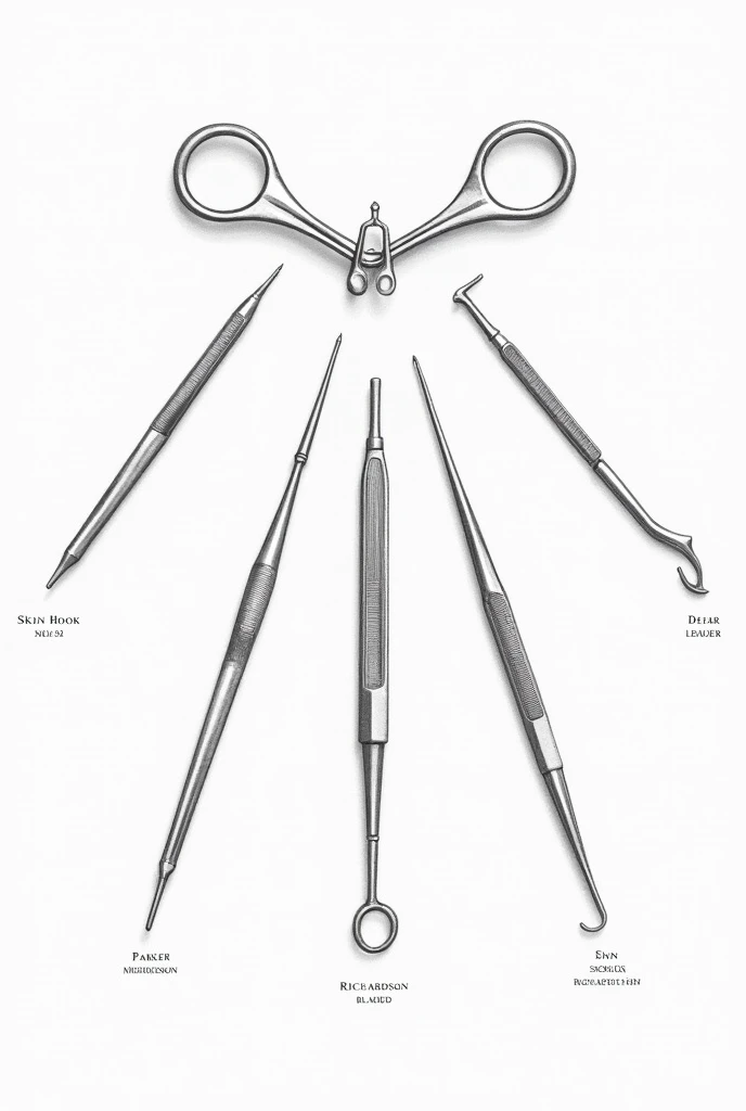 Sketch this surgical instruments:
Use black and white and it should be with labels each
Draw each surgical instruments



Skin Hook
Senn
Army-Navy
Parker
Richardson
Bladder
Deaver



