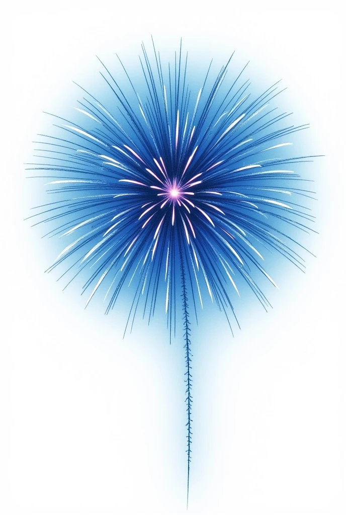 Beautiful blue fireworks１Please draw just one。I don&#39;t need the fire that&#39;s growing below.。Only the open part。 Please use the blue gradient technique for the fireworks.。 Use only white backgrounds。