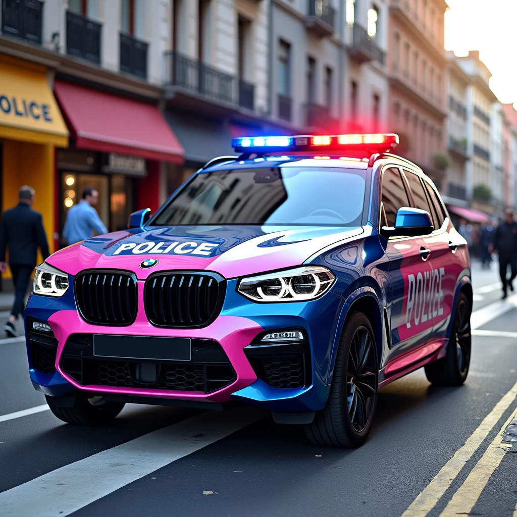 BMW X3 police blue x pink 
