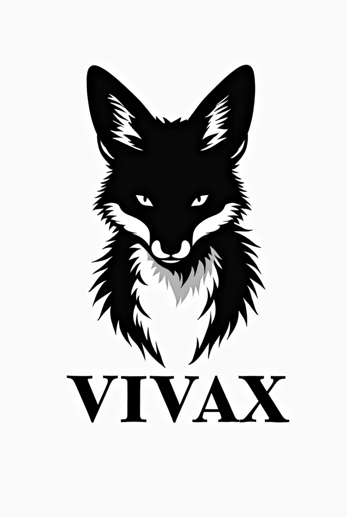 generates a logo that can be used to sell clothing, the logo that has a mix of an ANDEAN FOX (Peruvian animal) that is imposing but only the neck is noticeable. Likewise, the name of the clothing brand is VIVAX, the logo in black and white. where the words VIVAX are noted
