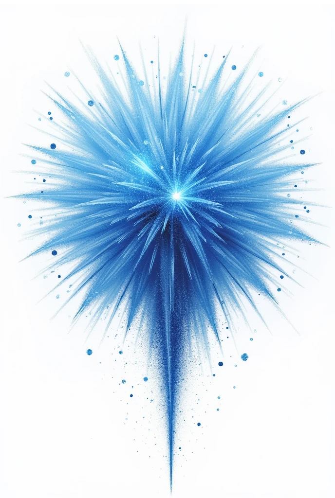 Beautiful blue fireworks1Please draw just one。The part that extends downwards is not needed.。Only the open part。 Please use the blue gradient technique for the fireworks.。 Use only white backgrounds。