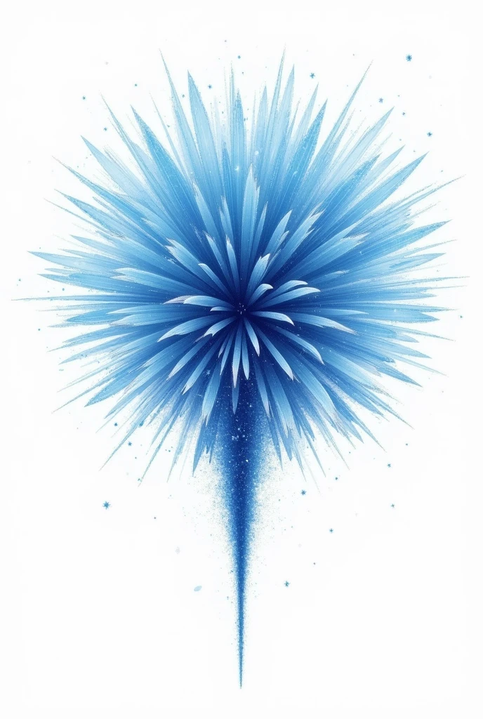 Beautiful blue fireworks1Please draw just one。The part that extends downwards is not needed.。Only the open part。 Please use the blue gradient technique for the fireworks.。 Use only white backgrounds。