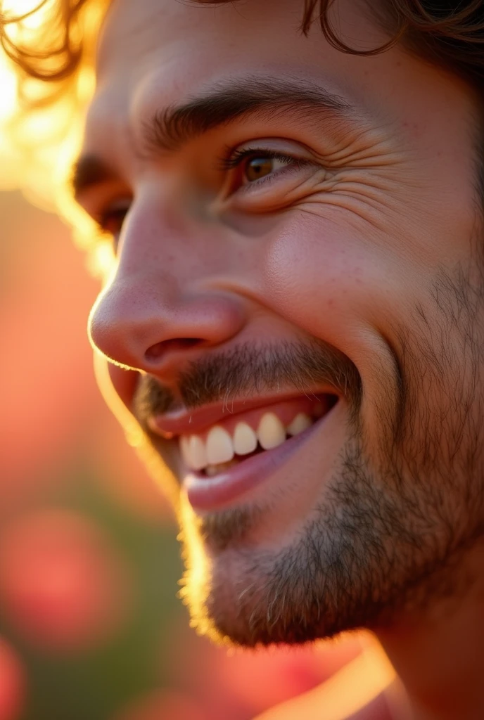 The face of a man in love