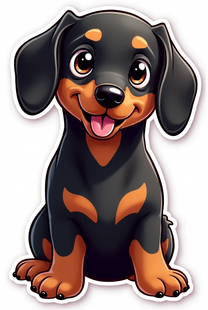 Sticker of a black dachshund puppy with a png background
