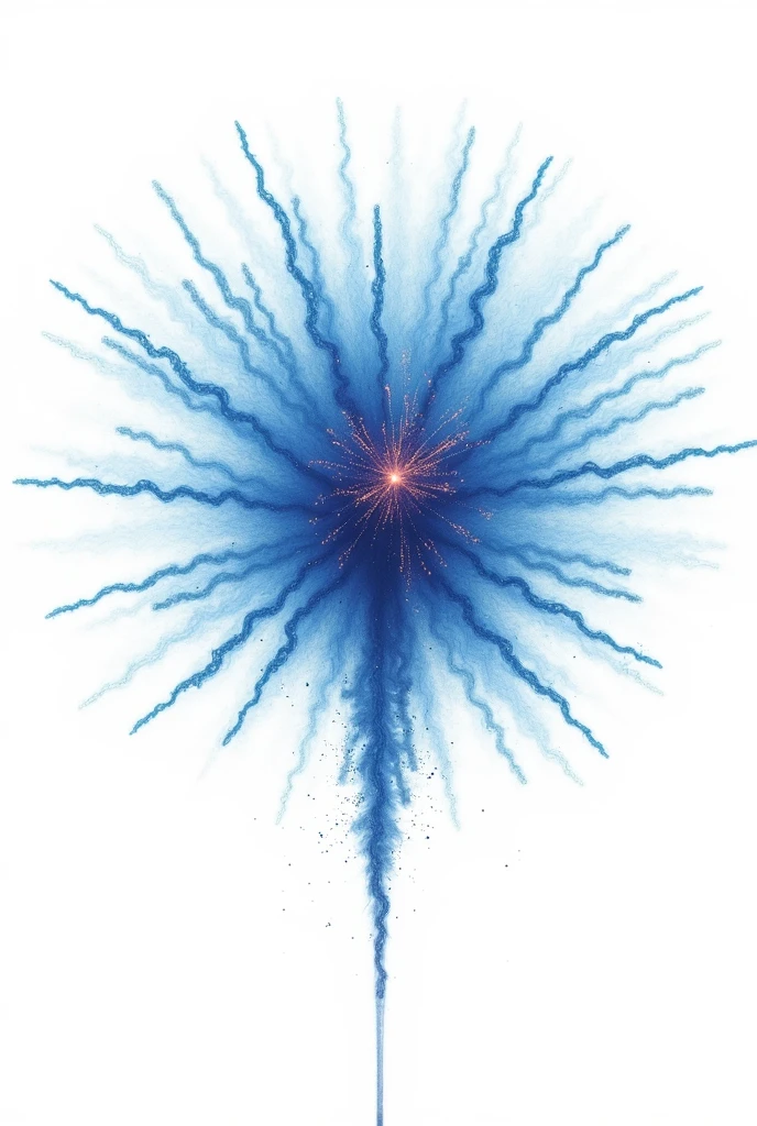 Beautiful blue fireworks1Please draw just one。The bottom tail part is not needed.。Only the open part。 Please use the blue gradient technique for the fireworks.。 Use only white backgrounds。