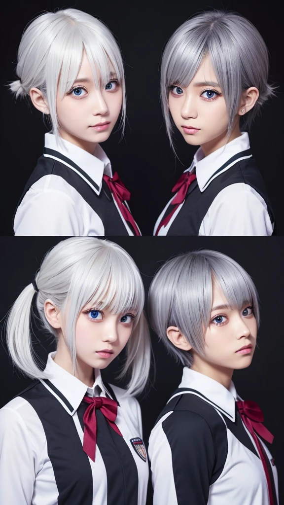 Haikyuu!! half of twins Silver Hair uniform Confused eyes