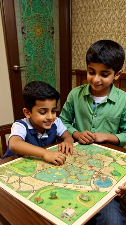 *Ali and Saad are sitting in their room. Ali has a beautiful map of a garden in his hand. Saad is excited.*