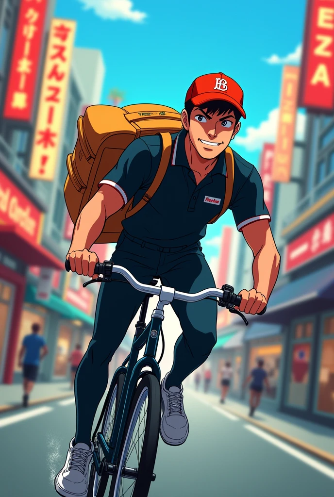 Pizza Delivery Anime Man Black Uniform Cachucha