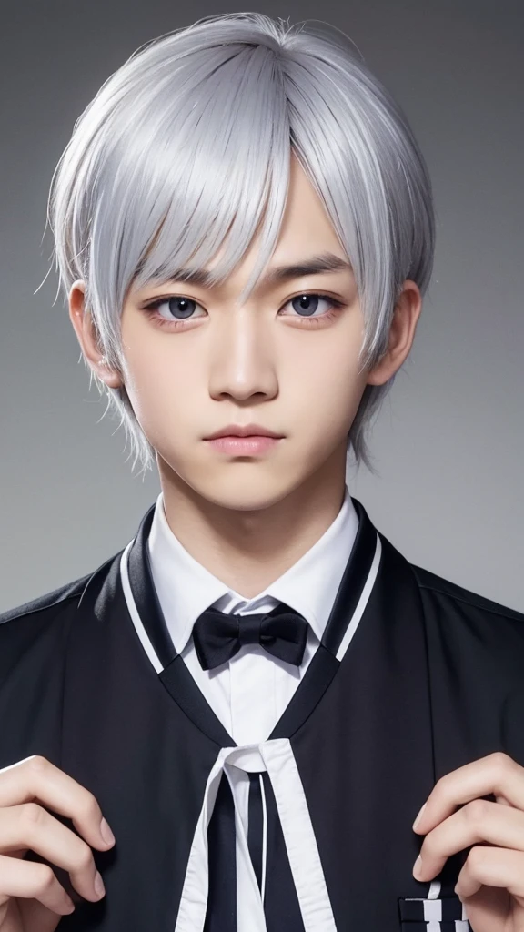 Haikyuu!!　Silver Hair　uniform　Confused eyes　High school boys