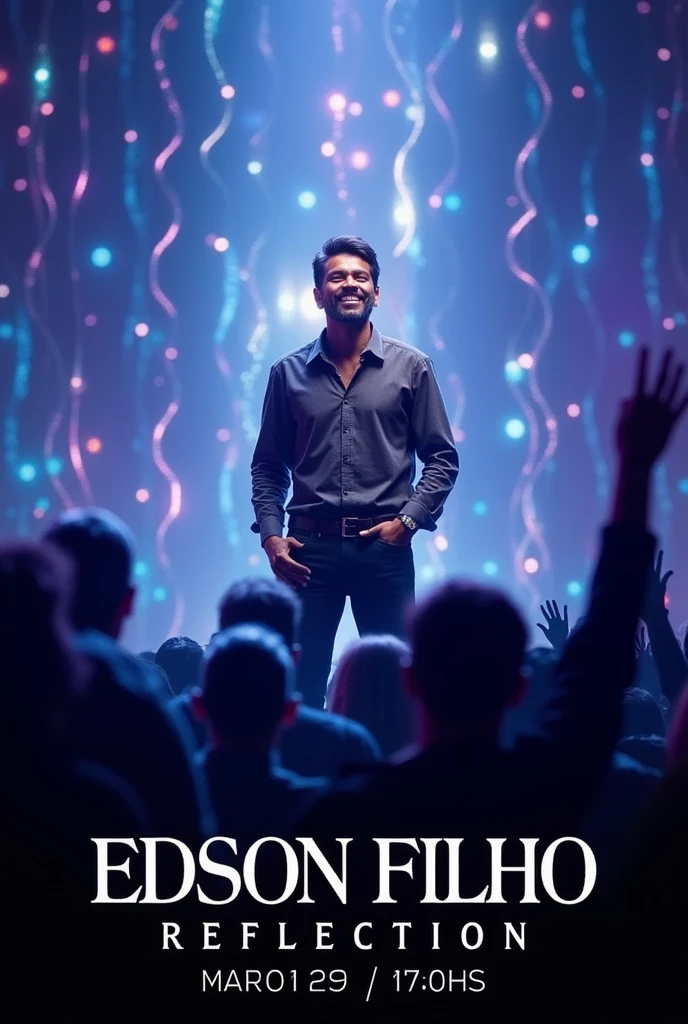 Create an attractive photo to promote the show by singer Edson Filho presenting the show "reflection" on the 29th/03 to 19:00 hours
