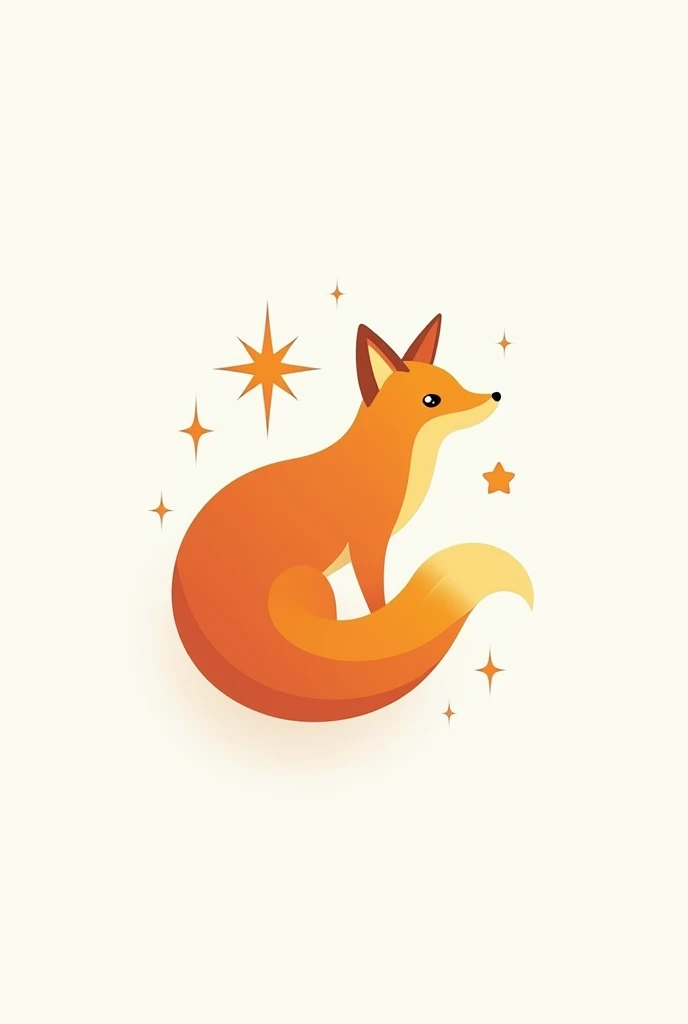 Create a minimalist logo, with a fox and a star in the background, that is striking and eye-catching.