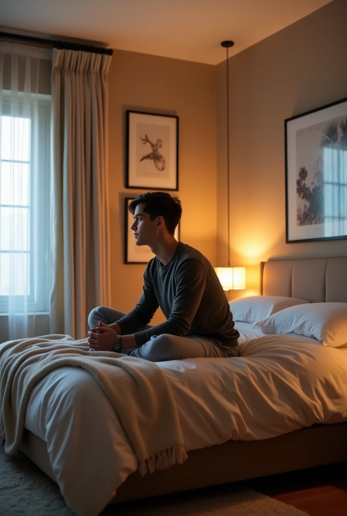 Photo d'un jeune homme, peau claire, age minimum 21 ans, photos dans une chambre.
