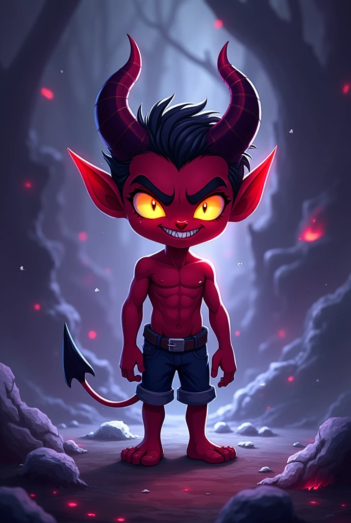 a cartoon image of a demon with horns and glowing eyes, [[[[smiling evilly]]]], demon boy, evil smile and glowing eyes, evil smile, discord profile picture, chaos nightmare ❄️ amour venom, oni horns, chaos nightmare ❄️ amour, devil smile, evil smile, evil smile, evil smile, handsome dream demon
