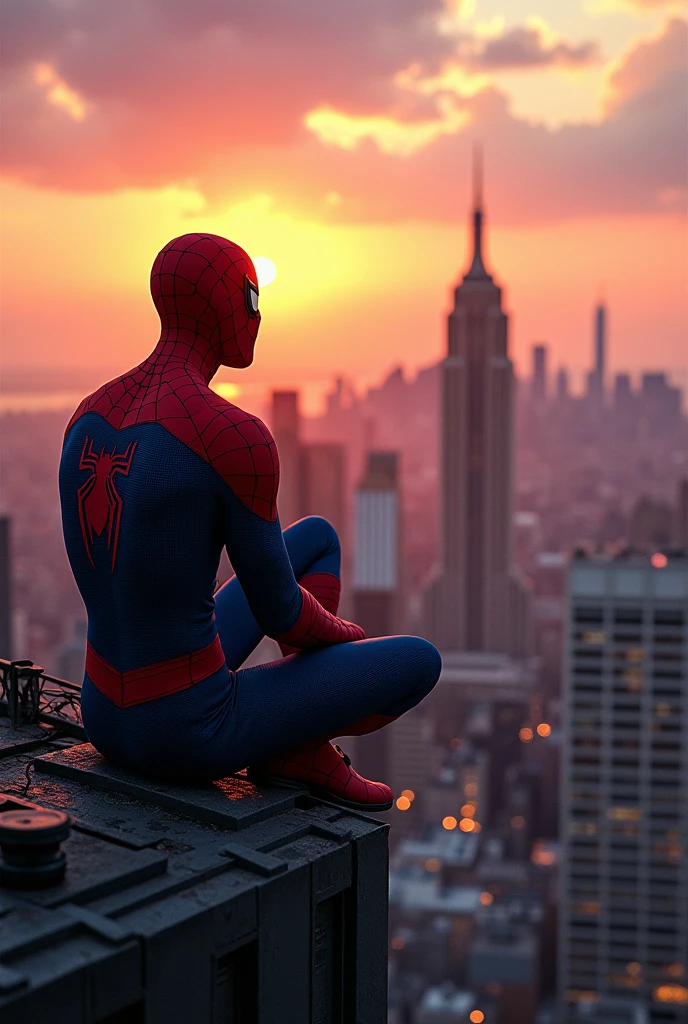 Sitting Spiderman alone and thinking 

