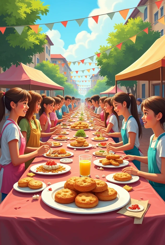 Creating a brochure, hadirilah market day, food theme, held by students at school
