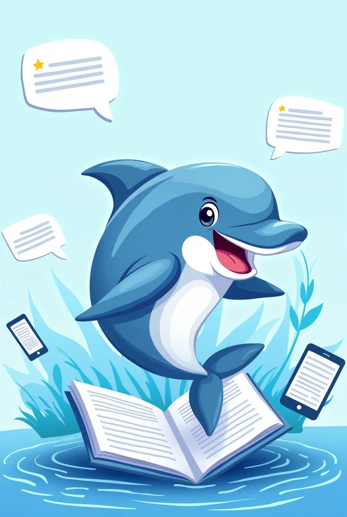 Create a mascot for a virtual school newspaper which will be a dolphin but make it as a vector drawing, That is, something simpler ( I mean just lines)