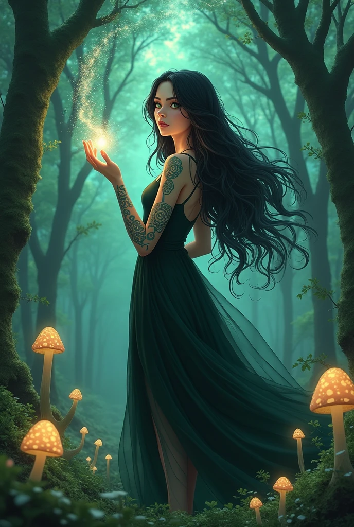A naked witch in anime style